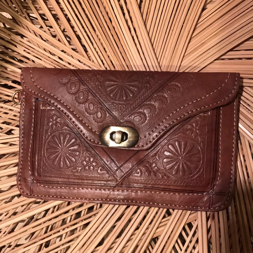 Embossed Moroccan Leather Wallet/Clutch